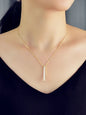 Fashion Jewellery Gold Chain White Enamel Bar Pendant Necklace Women Accessories-0