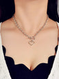 Minimalist Jewellery Silver Link Heart Pendant Necklace Women Punk Accessories-0