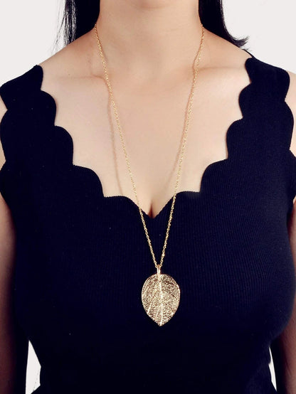 AU Post Boho Gold Chain Leaf Charm Long Necklace Bohemia Accessories Bib Jewelry-1