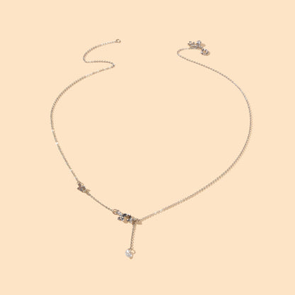 Charming Silver Chain Butterfly Rhinestone Charm Necklace Trendy Ladies Jewelry-1