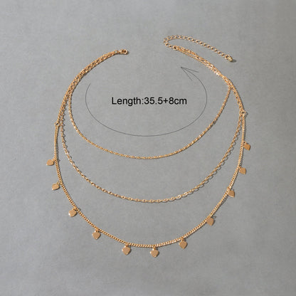 Boho Chic Jewelry Multi-layer Gold Chain Heart Charm Necklace Trendy Accessories-3