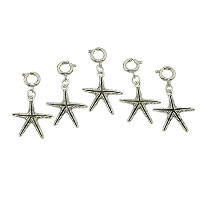 5 pcs Boho Chic Silver Leaf Starfish Shell Hair Claws Tribal Ethnic Accessories-0