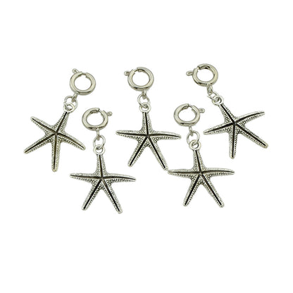 5 pcs Boho Chic Silver Leaf Starfish Shell Hair Claws Tribal Ethnic Accessories-3