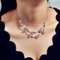 Luxurious Wedding Jewellery Pearl Rhinestone Decor Double layer Collar Necklace-0