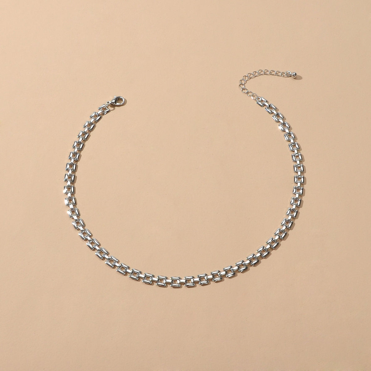 Female Jewellery Minimalist Gold Silver Link Chain Necklace Short Choker Collar-2