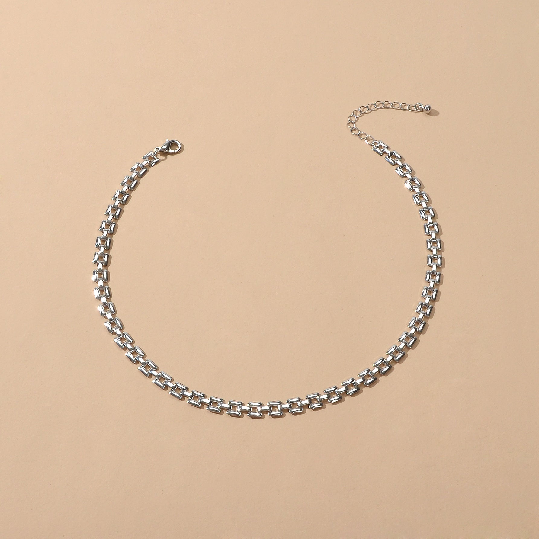 Female Jewellery Minimalist Gold Silver Link Chain Necklace Short Choker Collar-2