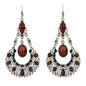 Bohemian Tribal Ethnic Antique Silver Rhinestone Hollow Water Drop Chic Earrings-5
