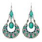 Bohemian Tribal Ethnic Antique Silver Rhinestone Hollow Water Drop Chic Earrings-0