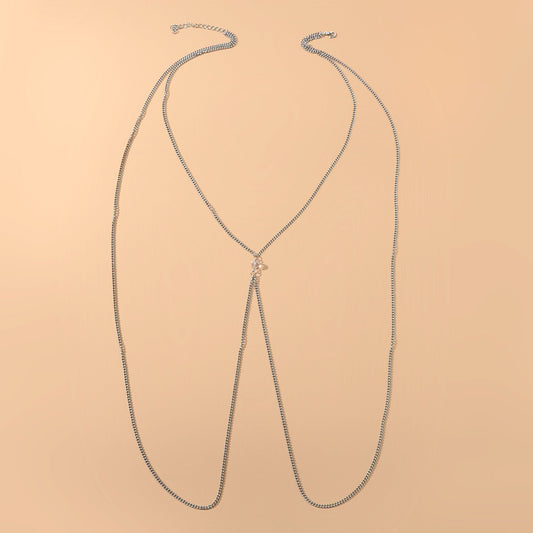 Sexy Beach Silver Chain Body Jewellery Layered Chest Harness Belly Body Chain-1