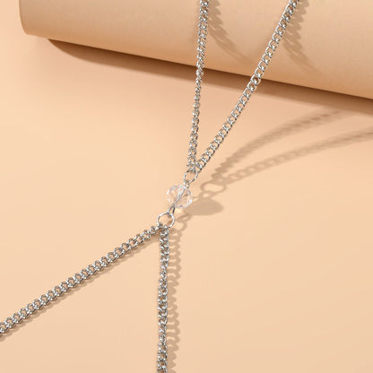 Sexy Beach Silver Chain Body Jewellery Layered Chest Harness Belly Body Chain-2