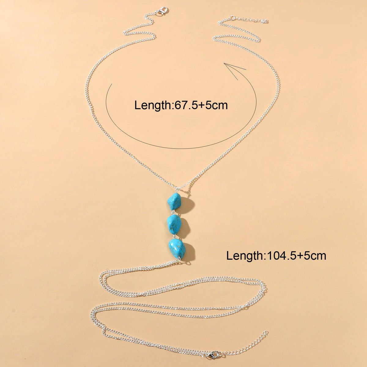 Bikini Beach Silver Chain Turquoise Body Chain Layered Chest Belly Body Jewelry-1