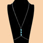 Bikini Beach Silver Chain Turquoise Body Chain Layered Chest Belly Body Jewelry-0