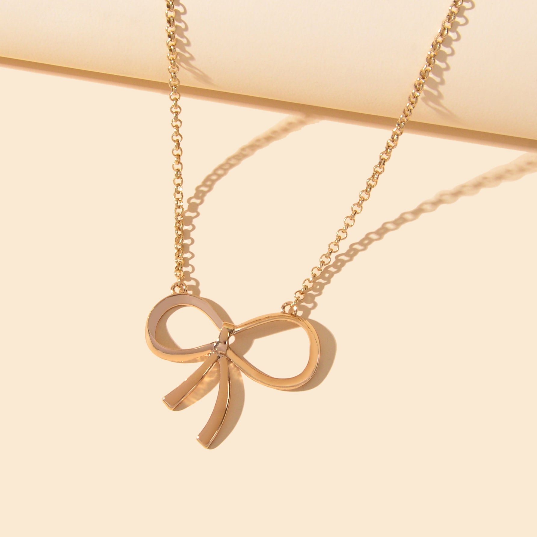 Women Party Decoration Gold Chain Bowknot Charm Popular Clavicle Necklace Gift-1