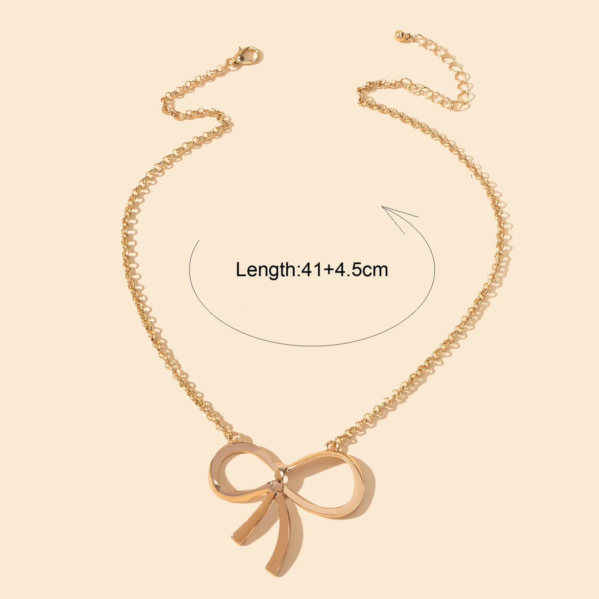 Women Party Decoration Gold Chain Bowknot Charm Popular Clavicle Necklace Gift-3