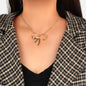 Women Party Decoration Gold Chain Bowknot Charm Popular Clavicle Necklace Gift-0