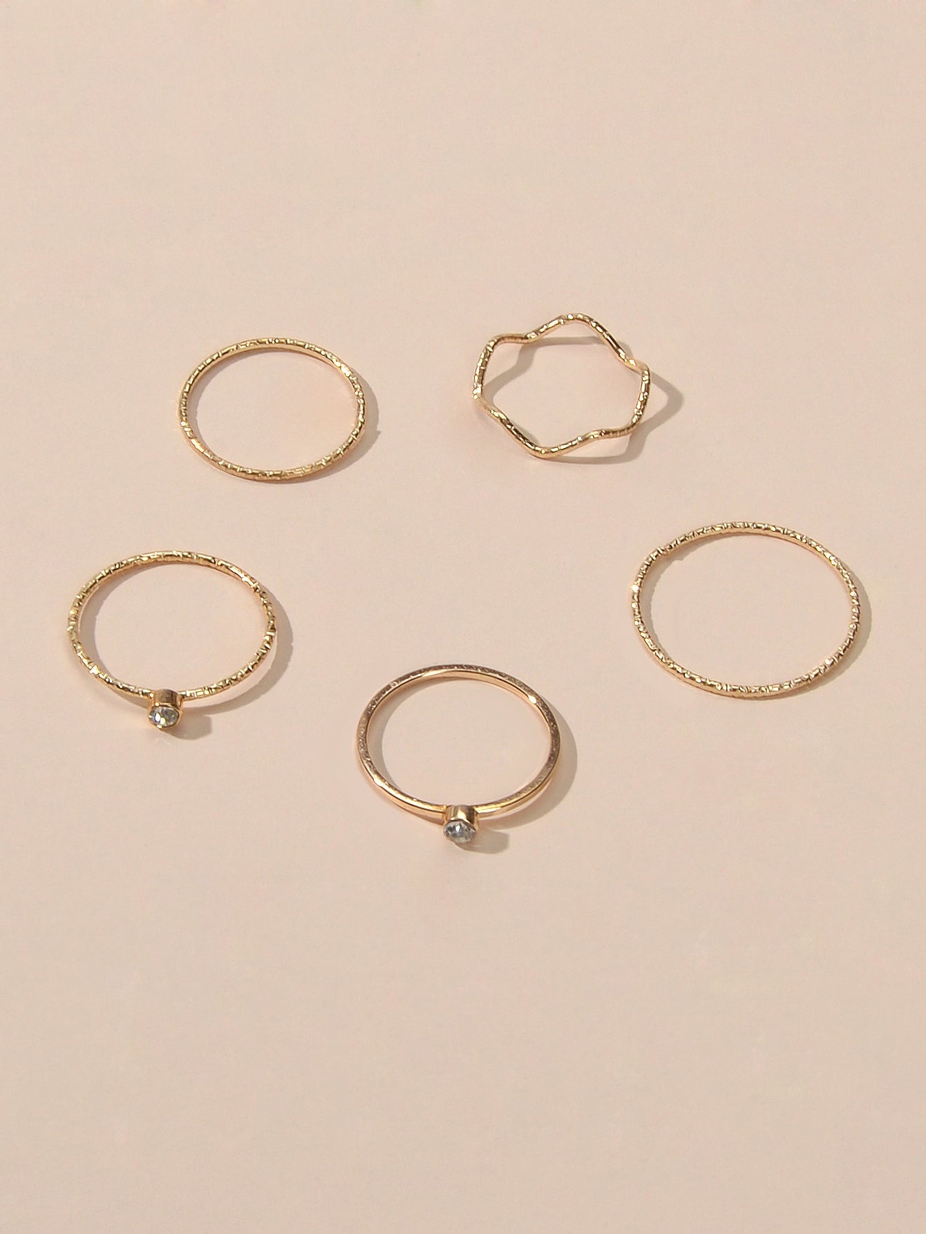5pcs Fashion Jewellery Gold Silver with Rhinestone Midi Finger Knuckle Rings set-0