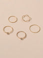 5pcs Fashion Jewellery Gold Silver with Rhinestone Midi Finger Knuckle Rings set-0