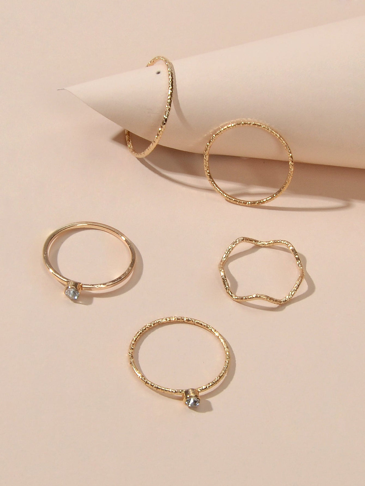 5pcs Fashion Jewellery Gold Silver with Rhinestone Midi Finger Knuckle Rings set-1