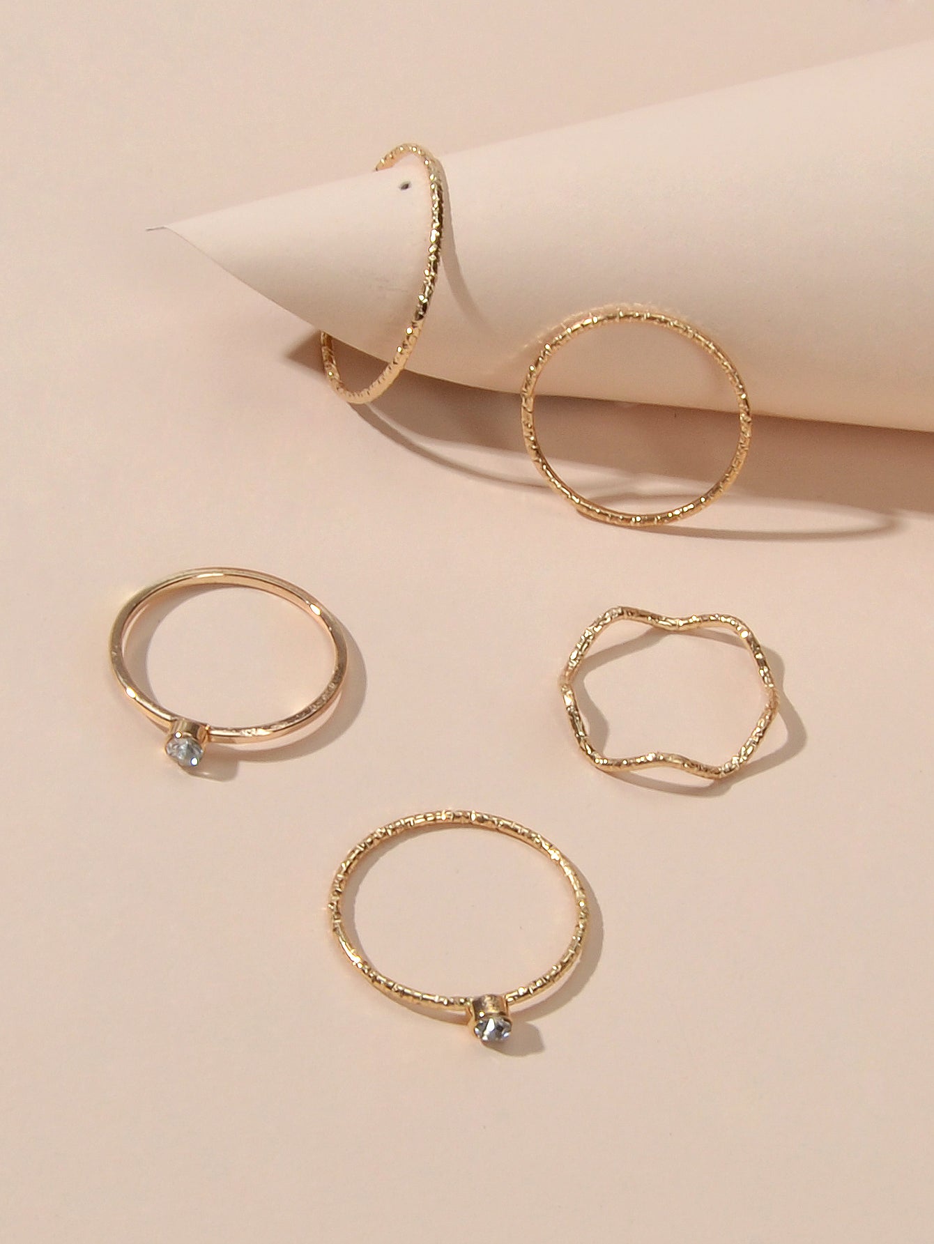 5pcs Fashion Jewellery Gold Silver with Rhinestone Midi Finger Knuckle Rings set-1
