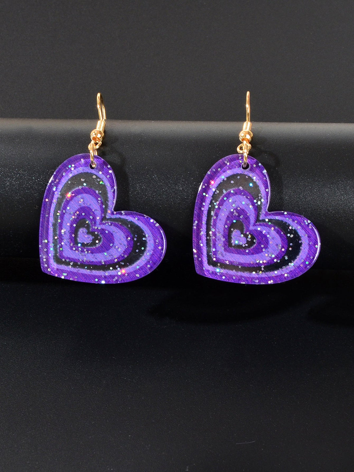 Colorful Sparkling Glittery Heart Pendant Earrings Radiant Glamour Party Jewelry-2