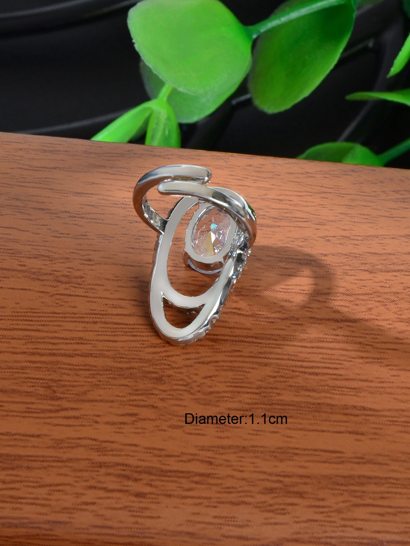 Silver Plated Diamond Accent Nail Ring - Elegant and Stylish Accessory!-2