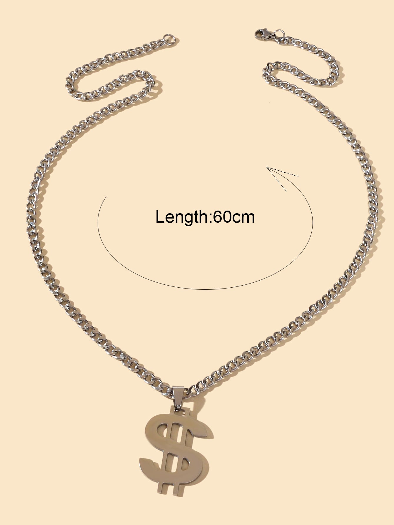 Dollar Sign Hip Hop Money Pendant Silver Rock Punk Necklace Bar Party Jewellery-1