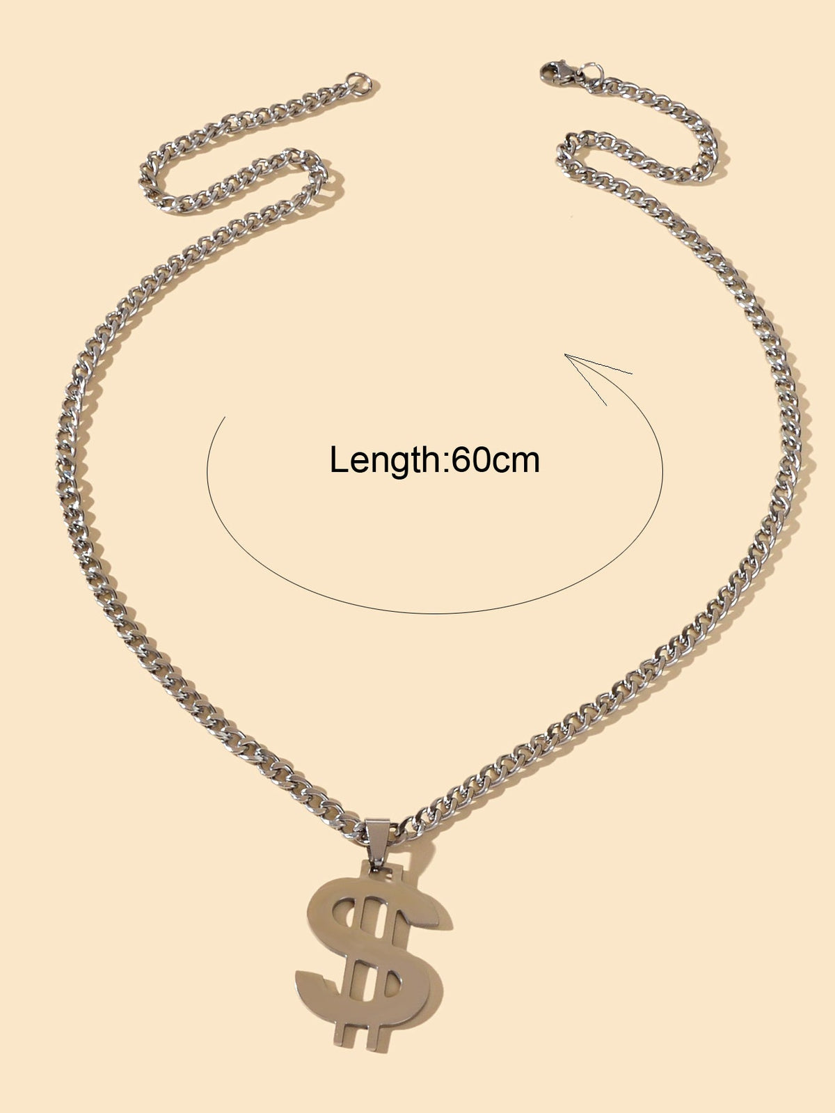 Dollar Sign Hip Hop Money Pendant Silver Rock Punk Necklace Bar Party Jewellery-1
