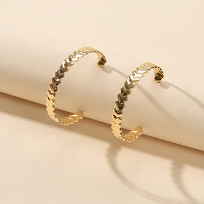 Punk Gold Silver Heart Circle Hoop Huggie Statement Unique Designer Earrings-1