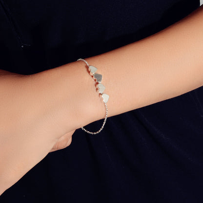 Nice Collection Minimalist Style Silver Chain Heart Charm Basic Women Bracelets-4