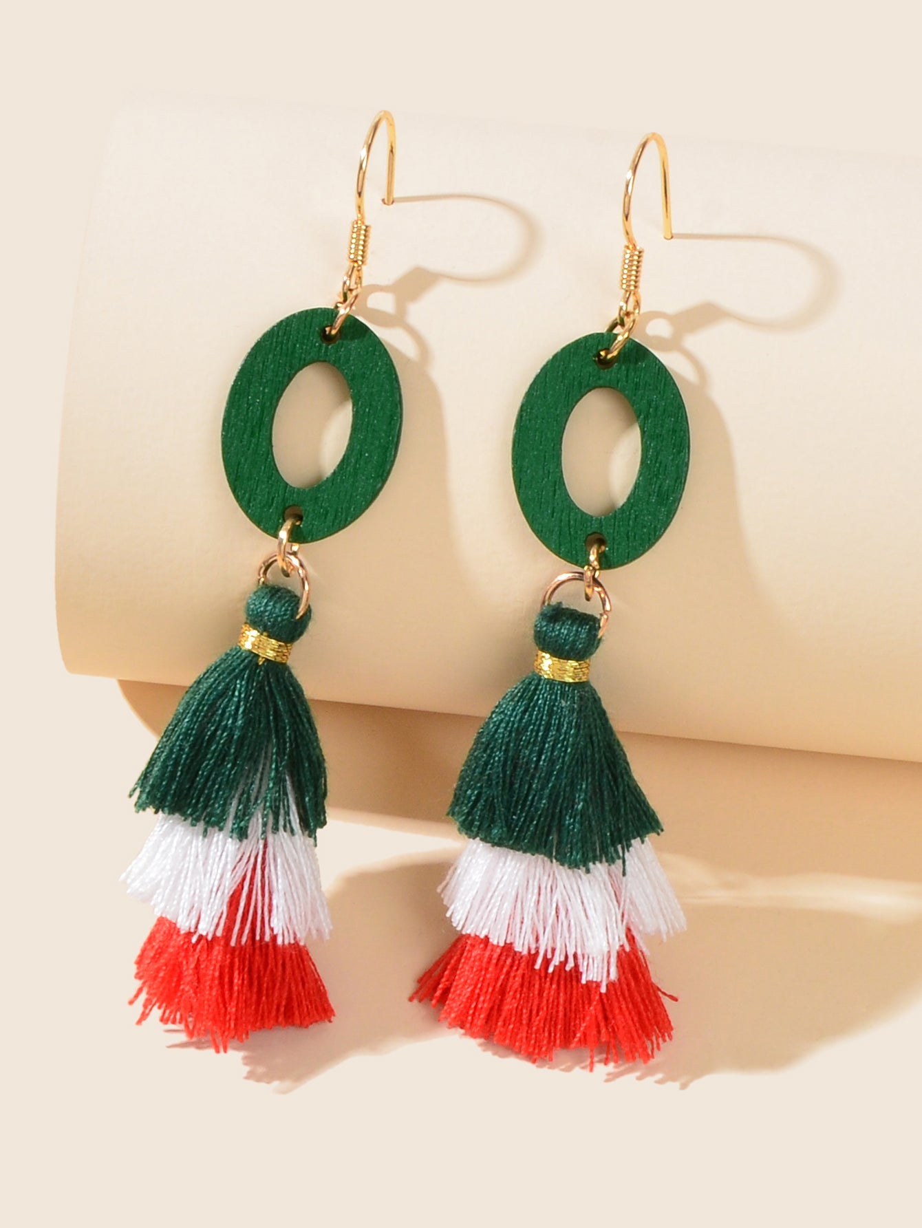 Bohemian Tiered Colourful Layered Tassel Dangle Xmas Festival Hanging Earrings-1