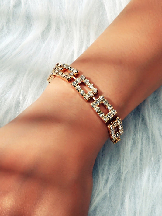 Textured Full Simulated Cubic Zirconia Silver Chain Collection Tennis Bracelets-1