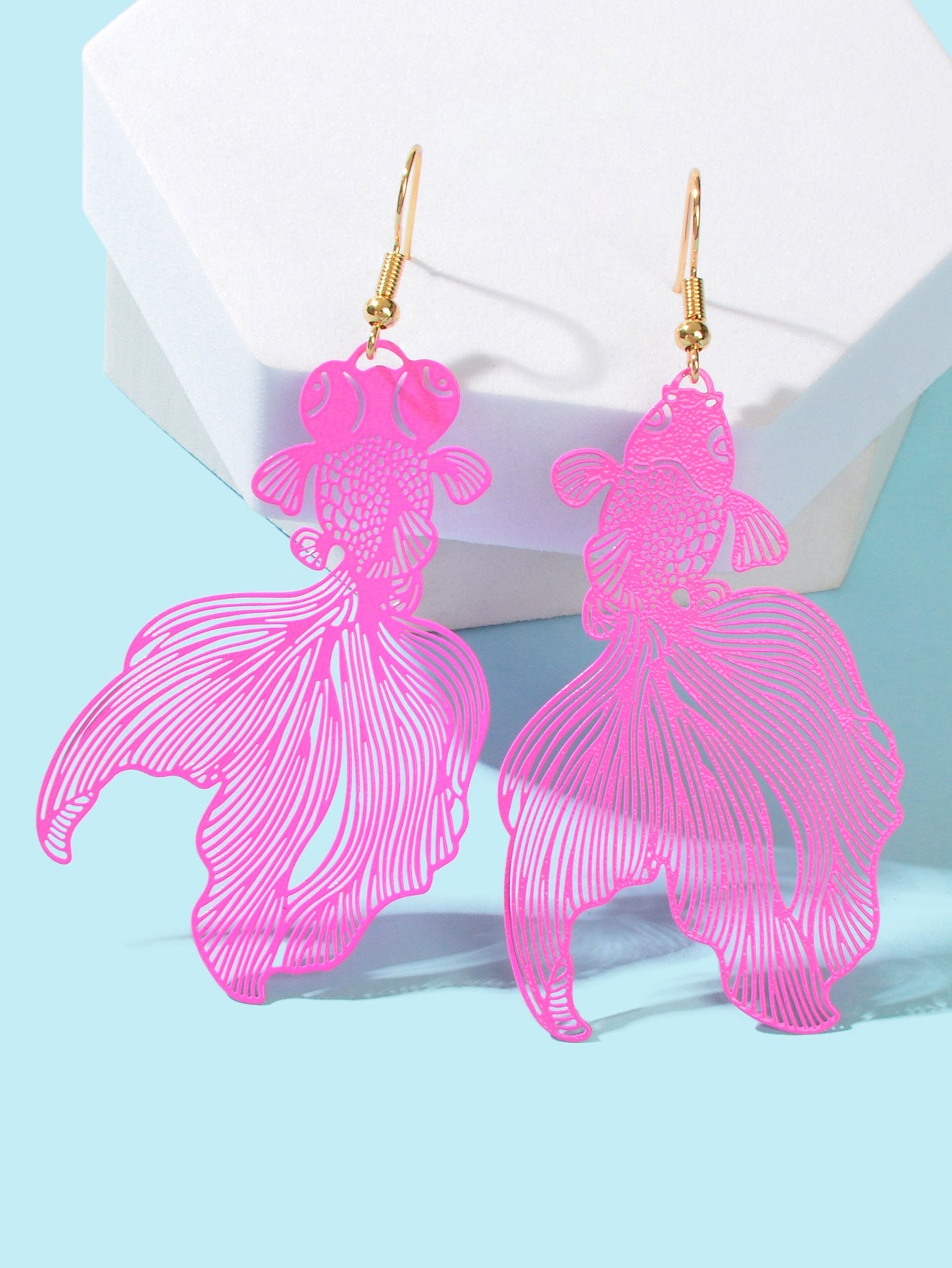 AU Stock Lovely Goldfish Shape Drop Dangle Earrings Hollow Fish Party Jewellery-10