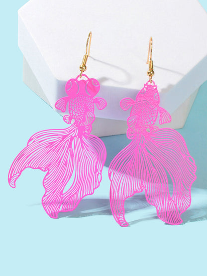 AU Stock Lovely Goldfish Shape Drop Dangle Earrings Hollow Fish Party Jewellery-10