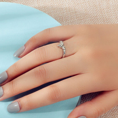 Luxurious Rhinestone Silver Crown Shape Finger Ring Anniversary Wedding Jewelry-1