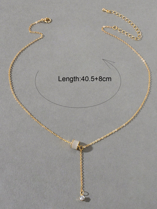 Designer Jewellery Gold Tone Y Lariat Dainty Rhinestone Drop Charm Necklace Gift-1