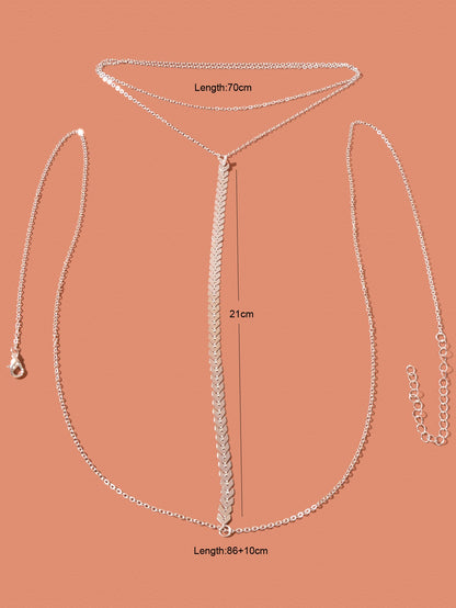Silver Body Chains Layered Bra Chain Rave Chest Chain Nightclub Body Jewellery-1