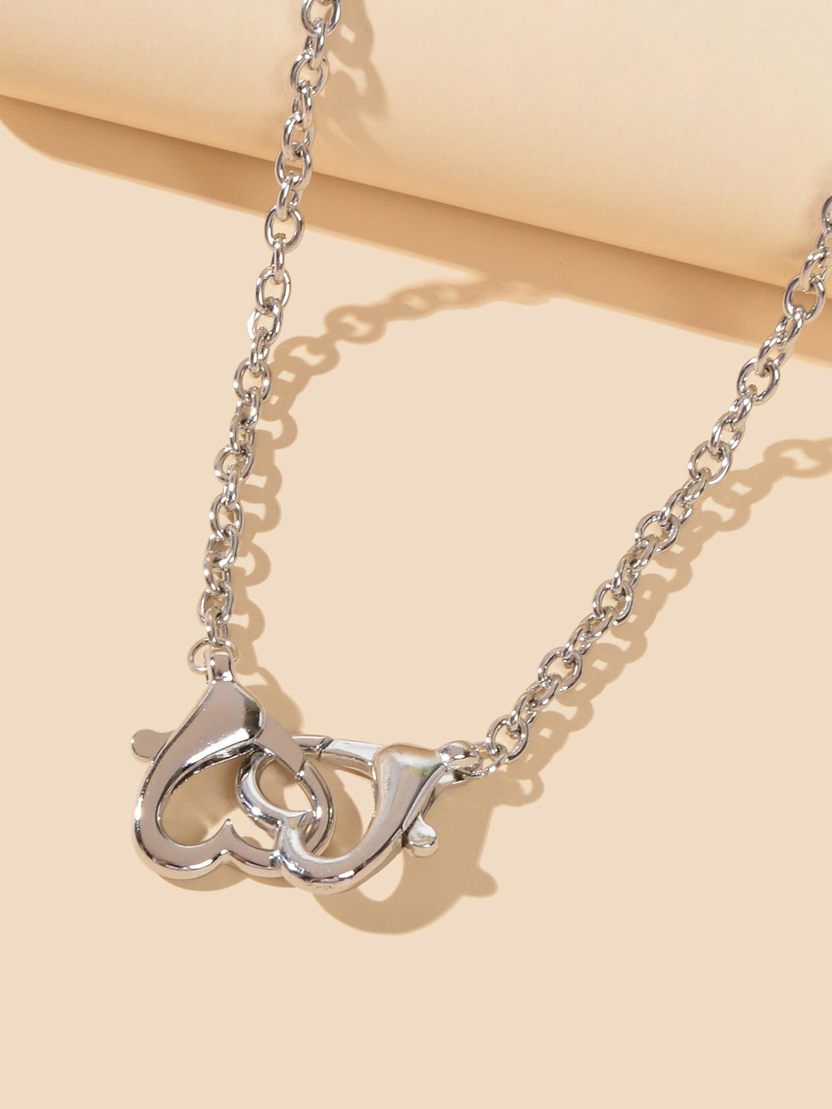 Party Decoration Women Silver Lock Heart Charm Necklace Teens Girl Trendy Collar-1