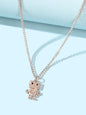 Personality Creative Silver Chain Rhinestone Decoration Robot Pendant Necklace-0