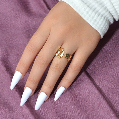 Designer Gold Silver Metal Irregular Geometric Chunky Open Cuff Finger Ring Gift-1