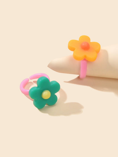 2 pc Boho Chic Candy Color Flower Toe Ring Multiple Beach Finger Foot Jewellery-1