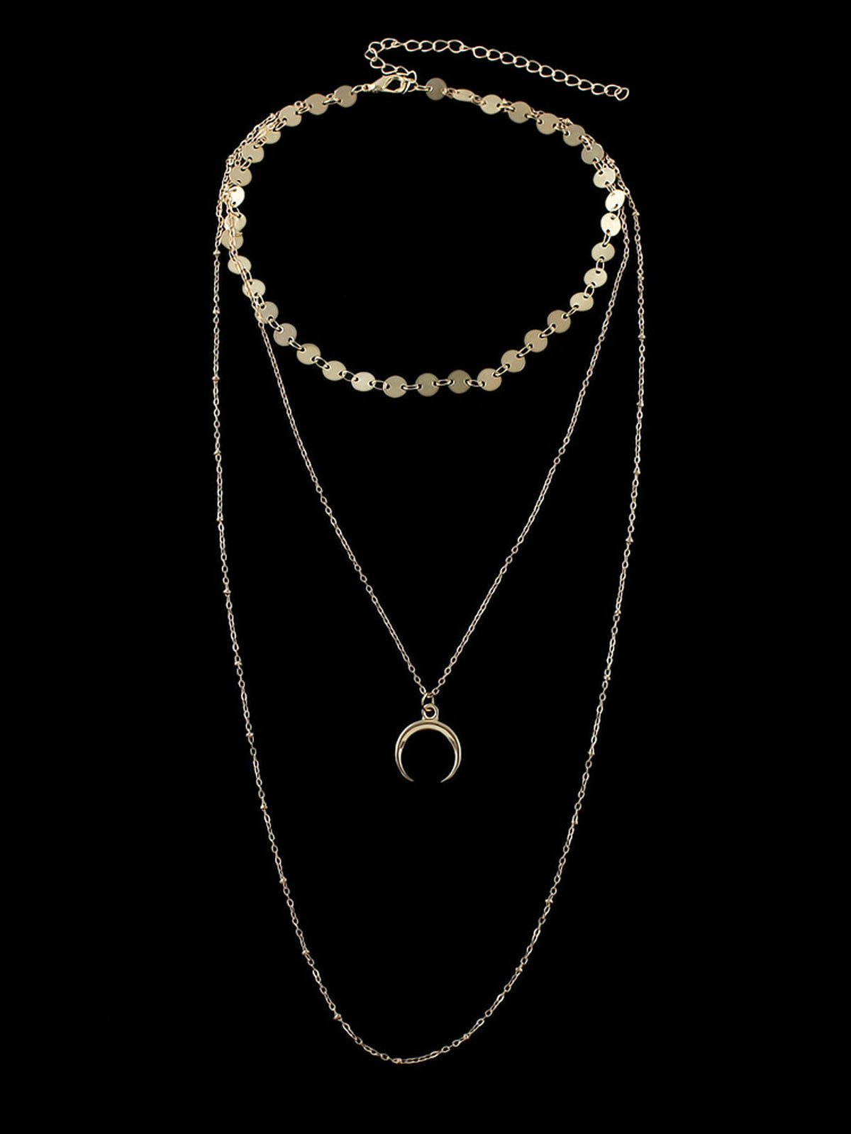 Boho Chic Multi-layer Gold Silver Chain Horns Charm Necklace Trendy Accessories-1