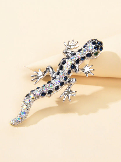 Shiny Full Rhinestone Gecko Animal Party Casual Brooch Pin Lapel Badge Backpack-1
