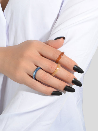 3 pcs Chic Jewellery Colorful Acrylic Multiple Stackable Midi Finger Ring Set-1