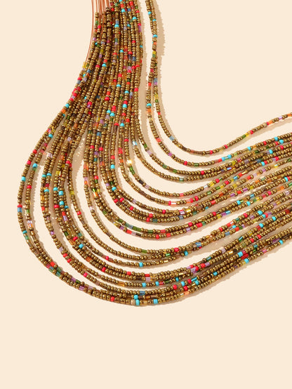 Colorful Seed Beads Multilayer Chunky Necklace Bold Jewelry-2