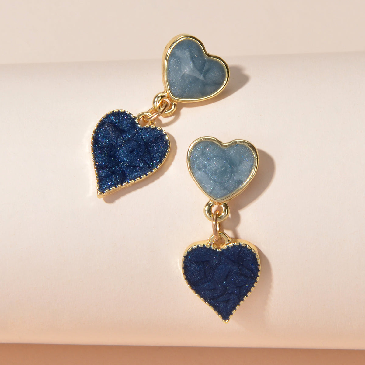 Nice Collection Blue Enamel Heart Drop Love Earrings Dainty Gift for Women Girls-1