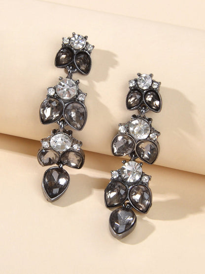 Textured Luxurious Shining Crystal Zircon Flower Water Drop Party Earrings Gift-1