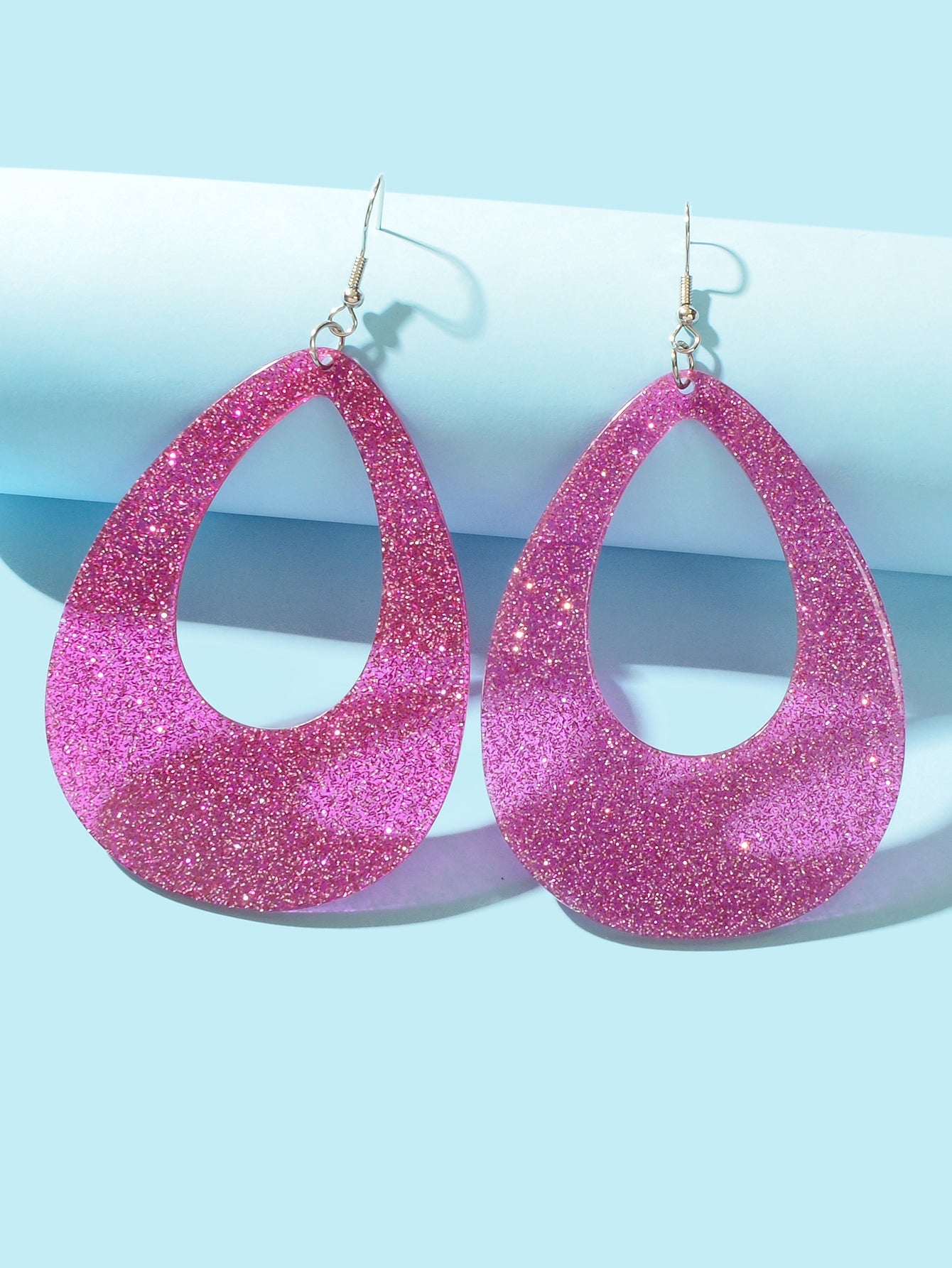 Stylish Shining Acrylic Large Water Drop Earrings Girls Sparkling Party Jewelry-1