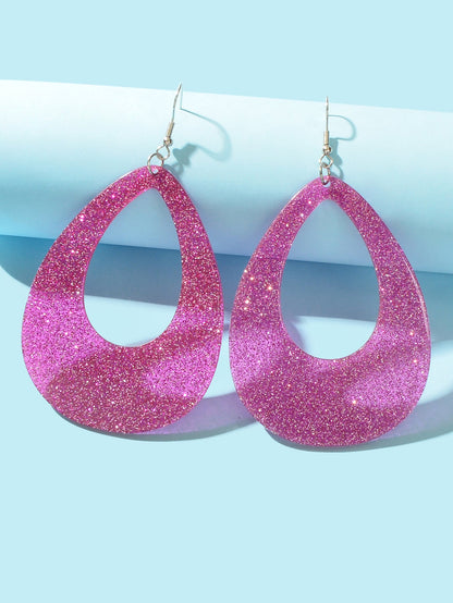 Stylish Shining Acrylic Large Water Drop Earrings Girls Sparkling Party Jewelry-1