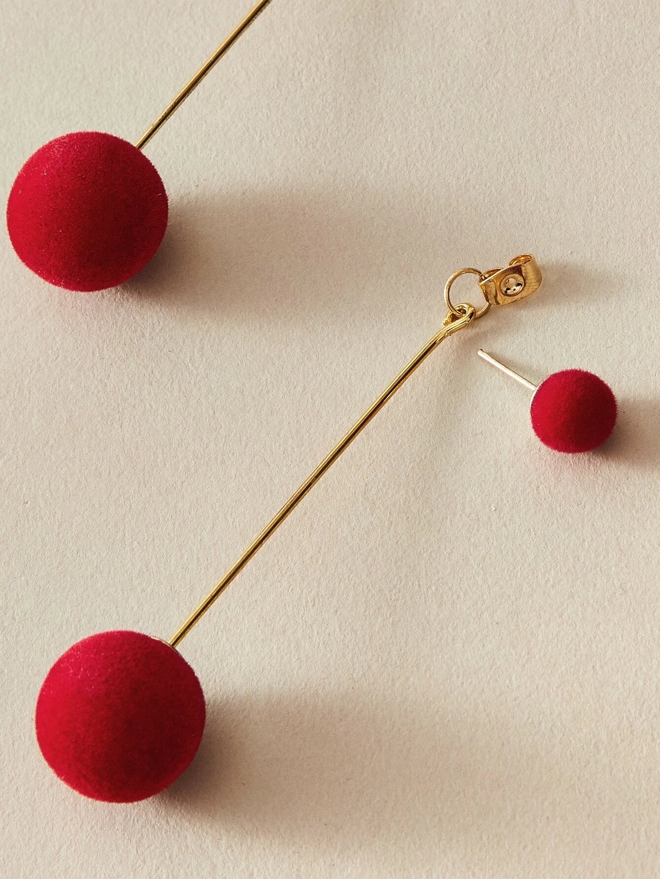 Feelontop Classic Stunning Red Round Ball Dangle Earrings Stud Blogger Jewellery-3