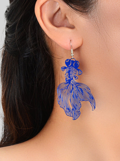 AU Stock Lovely Goldfish Shape Drop Dangle Earrings Hollow Fish Party Jewellery-8
